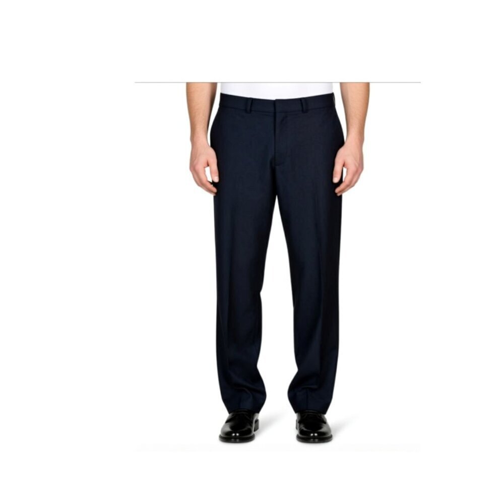 Stafford Mens Dress Pants 34X32 Navy Classic Fit Polyester Formal Wear Office